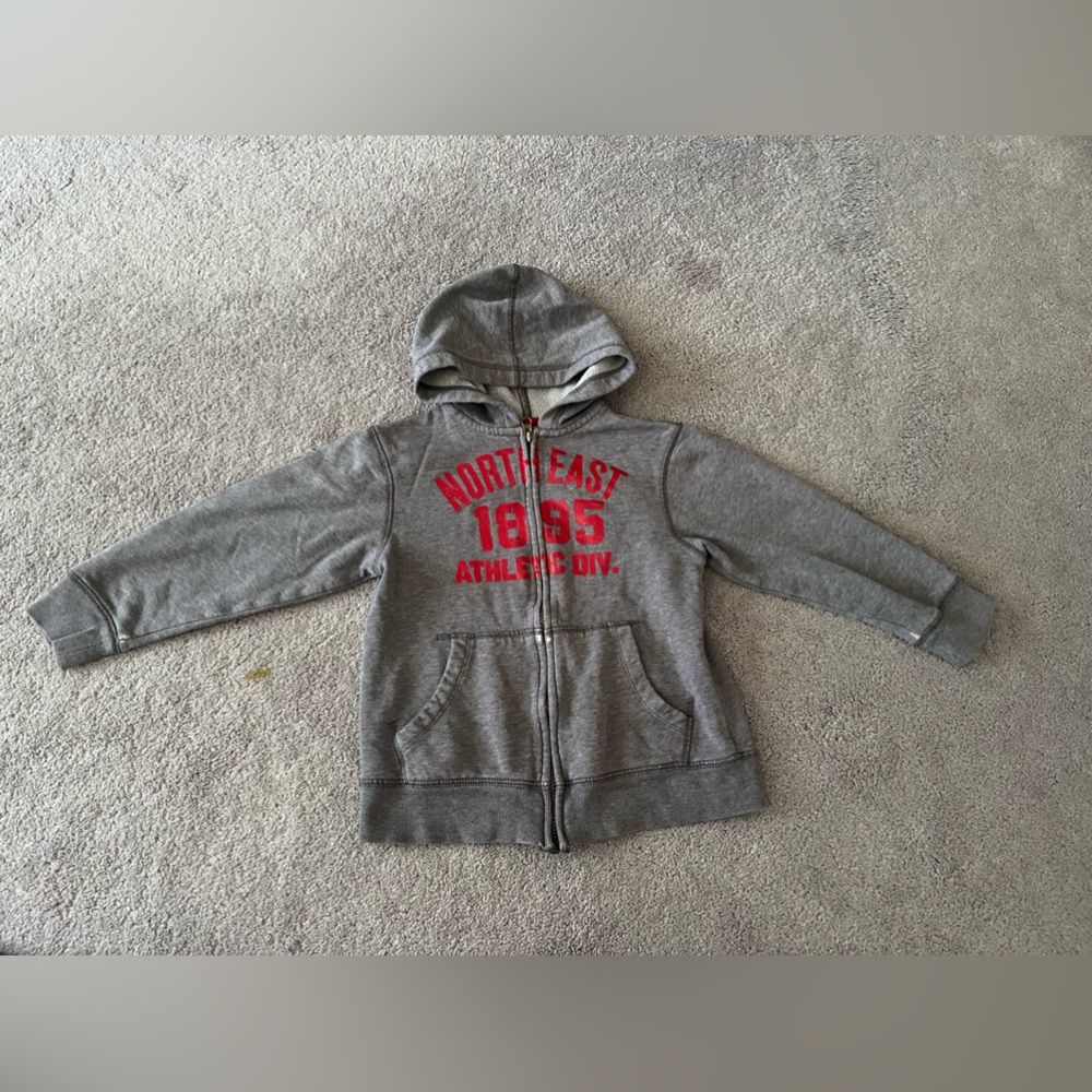 OshKosh B'gosh boys full zip Hoodie Jacket Coat long sleeve size 7 gray / red
